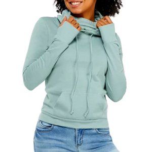 True Craft Soft Shop Mask Travel Hoodie Size XL Light Mint Green Thumb Holes